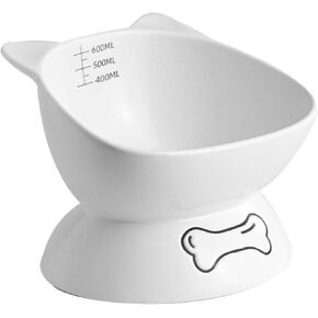 Raisd Cat Food Bowl, 21 OZ Ceramic Elevated Kiitten Water Bowl, 15° Tilted Raised Pet Feeder, Whisker Friendly and Anti Vomiting Dishes for Fat Faced Cat, Kitten, Small Dog (Black)