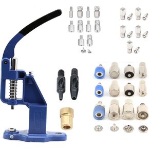 Snap Button Fastener, Rivet, Eyelet, Grommet Hand Press Machine with Setting Dies All in One Set