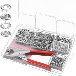 Rykomo 200 Sets Snaps للنسيج ، أزرار Snaps المعدنية مع Fortener No Sewing 9.5mm ، مجموعة أدوات Press Cliers Fastener لخياطة الملابس ، الحقائب ، النسيج ، ملابس الأطفال ، رومبير ، حرفة DIY