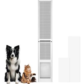 TIMOSS Large Dog Door for Sliding Glass Door, Patio Sliding Door Dog Door Insert, Easy Installation, Patio Pet Door with Clear Flap, Magnetic Closing Curtain