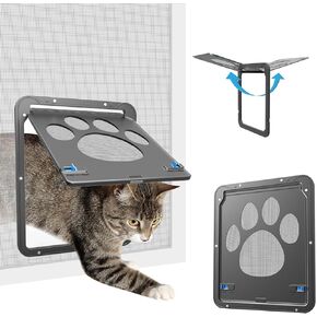 Cat Screen Door with Magnetic Closure Doggy Screen Door for Sliding Screen Door/Window Lockable Door for Kitty/Cats/Doggies