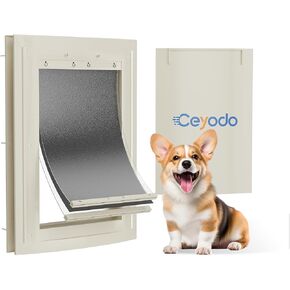 3-Flap Pet Door for Dogs and Cats, Pet Door for Wall, ABS Frame and Telescoping Tunnel, Safty Lock, Double Flap Dog Door and Cat Door, Strong and Durable, Large Size