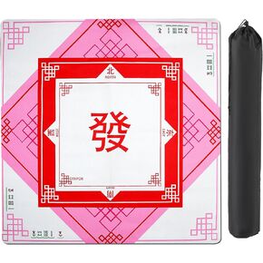 Mahjong Mat for table ، 31.5 "x31.5" Mahjong Table Mat مع حقيبة حمل ， لـ Mahjong ، لعبة البوكر ، ألعاب الورق ، الدومينو ، ألعاب الطاولة (Pink)