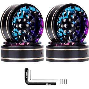 HobbyPark Graffiti Splash Anodized 1.0 Plus Beadlock Wheels -4mm Negative Offset Deep Dish 1.1 Beadlocks Rims for 1/18 1/24 RC Crawler TRX4M Ascent18 SCX24 FCX24 Upgrades Parts