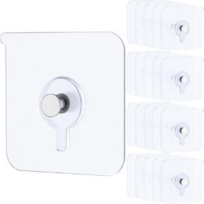 Uniclife 20 Pcs Adhesive Picture Hooks 33 lbs Load Heavy Duty Picture Hangers Without Nails Adhesive Wall Hooks for Hanging Transparent Waterproof Frame Hangers Sticky Hooks for Bathroom Kitchen
