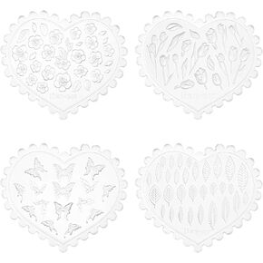 4 PCS زهرة البوليمر الطين ، السيليكون صغير الأوراق قوالب الفطر فراشة كعكة فندان الكعكة زهرة لصنع المجوهر