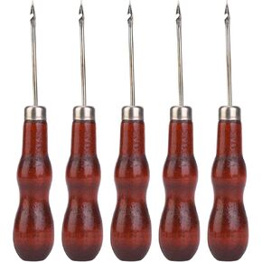 Leather Sewing Awl, 5PCS Leather Bevelers with Handle Multipurpose Leather Beveler Leather Craft Repair Tools 12.5cm Repair Crochet Hook