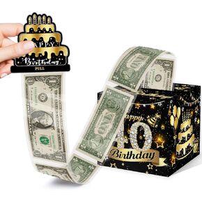 صندوق المال لعيد ميلاد الأربعين - ديكور حفلة عيد ميلاد ذهبية أسود - مجموعة هدايا أموال DIY (35 كيس)