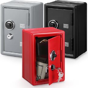 Zonon 3 PCS Money Safe Cash Locker Box Mini Mini Metal Kid Safe Coin Piggy Bank Locking Box Steel Money Soiler مع 2 مفاتيح قابلة للعملة المعدنية الصينية لـ Boy Girl 7.1 "× 4.7" × 3.9 "(أسود ، أحمر ، فضية)
