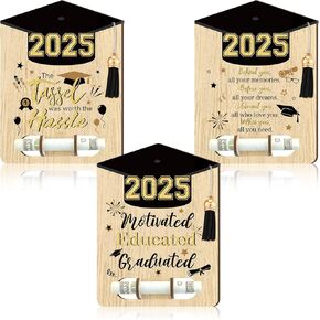 Juexica 3 PCS Gifts Treguation Gifts 2025 Treguation Money حامل مع Marker Wooden Cash Box Diy Wallet Grad (Gold)