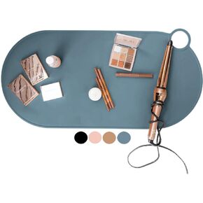 Durable Silicone Vanity Makeup Mat - Heat Resistant, Portable, and Protective | Perfect for Travel and Daily Vanity Surface Protection Caramel (Moody Blue)