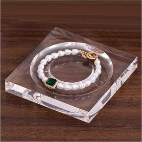 OLizee® Bead Design Tray Acrylic Boards Crafting Bead Sorting Tray Transparent Jewelry Display Stand for Bracelet Watch Necklace Bangle Jewelry Making Tool Photography Round Tray 18cm
