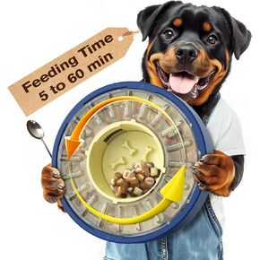 KADTC Dog Detating Slow Bowl Puzzle Teeder وقت التغذية القابل للتعديل من 5 إلى 60 دقيقة سعة 17.64 أونصة جرو العقل تغذية عقلية للكلاب الصغيرة/المتوسطة/الكبيرة الأزرق