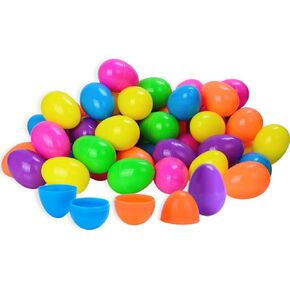 50 PCS بيض عيد الفصح البلاستيك ، 2.52 "/ 6.4 سم × 1.89"/ 4.8 سم بيض عيد الفصح البلاستيكي قابل للملء ، 6 بيض عيد الفصح البلاستيكي ، بيض عيد الفصح الفارغ غير السام لملء ألعاب مطاردة الحفلات
