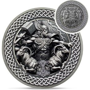 Viking Thor Hammer Coin - Fiking Retes Mjolnir Coin Token - Tanngrisnir Tanngnjóstr Norse Mythology Talisman Medallion