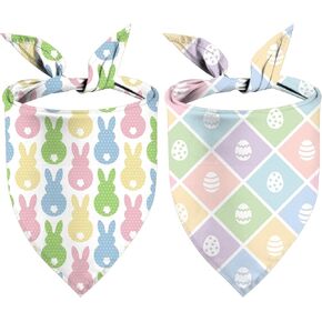 Dog Dog Bandanas Puppy Carf - Easter Eggs Pees Bunny Dog Outfits - 2 PCS Triangle Double -Layer Bandanas for small mediule chedic dogs