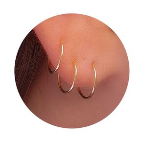 مجموعة أقراط Gold Hoop 14 -GAUGE GAUGE GAUGE HELIX HUGGIE Jewelry - 10MM 8MM 6MM HOOPS للنساء والرجال - 3 أقراط ذهبية صغيرة من أجل الفص والأنف والتوراغوس