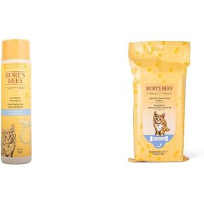 Burt's Bees for Pets Kitten Care Bundle: Tearless Kitten Shampoo with Buttermilk, 10oz & Kitten Wipes, 50ct, Naturally Derived Ingredients