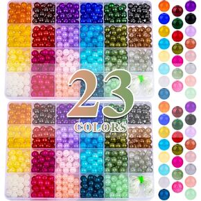 XSEINO 5700PCS 4mm Round Glass Beads for Jewelry Making, 23 Colors Crystal Beads for Bracelets Jewelry Making and DIY Crafts