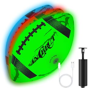 توهج في كرة القدم المظلمة مع مضخة -RGB (Blue+Red+Green) تضيء كرة القدم - الهدايا لـ 6-15+Kids ، USB قابل للشحن - الحجم 6