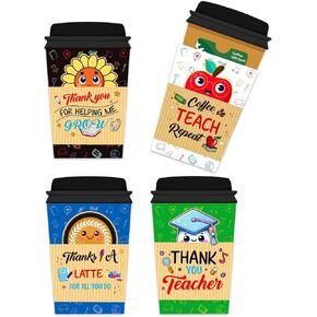 Teacher Appreciation Gifts Card Holder - End of the Year Teacher Gifts Thank You Teacher Coffee Gift Card Holder Teacher Retirement Gifts for Women Men