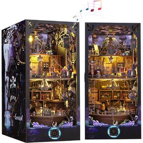 Book Nook Kit 3D Wooden Puzzle Bookend DIY Miniature House Kit with Dollhouse BookNook Bookshelf Insert Decore Bookends Model Creativity Kit للأطفال البالغين (Aden Pirate Ship)
