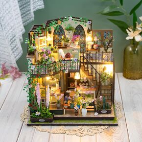 Darcy Flower House Dollhouse Kit ، Tiny House Kit ، مجموعات Doll House للبالغين للبناء ، هدية فريدة من نوعها عيد ميلاد عيد الميلاد ، الدفيئة