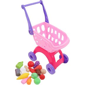 لعبة عربة التسوق ، Burr Multipurpose Funny Kids Shopping Cart Toy Fall Fall For Children (Pink)