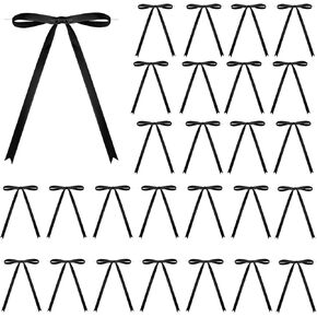 50 PCS 5x7 بوصة الساتان أقواس مع Twist Tie - أقواس الشريط المربوطة للهدف لالتفاف الهدايا ، وأكياس الكعكة ، هدية DIY ، زخارف عيد الميلاد ، البالونات وديكور المنزل (أبيض)