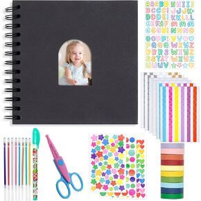 Kid Scrapbook DIY Photo Album Hard Cover Scrapbook Kit for Kids Instant Camera Print Paper with DIY Accessories (Pink)