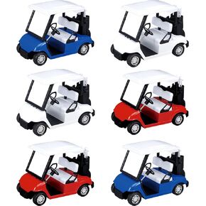 Powertrc 6 PCS Diecast Toy Golf Carts with Clubs ، Mini Metal Die Die Cast Displack Displack Decord Decor Golf Cake Decorations Topper (4.75 Int)