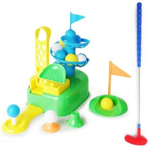 Boley Kids Golf Set - لعبة جولف تفاعلية مع إصدار تلقائي للكرة ، وضع الأخضر ، والنادي - لعبة رياضية داخلية وخارجية للهبوط للأطفال الصغار والأطفال - مثالية لتطوير مهارات التنسيق