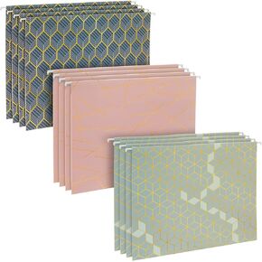 Paper Junkie 12 Pack Decorative Hanging File Folders, Letter Size, 1/5 Cut Tabs, Rose Gold Foil Stripes (9.5 x 11.5 in) in Kuwait