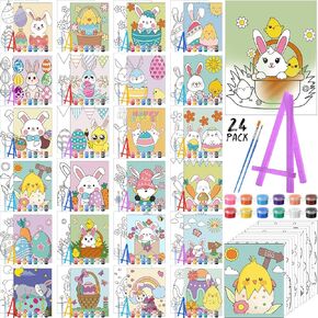 Blosssound 24 مجموعة عيد الفصح مسبقًا لوحة قماش مطبوعة مسبقًا مع مجموعات الحامل 5 × 7 '