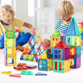 Magnetic Tiles, 100PCS Building Blocks, Magnets Building Set, STEM Construction Stacking Toy Gift for Kids 3+ Boys and Girls