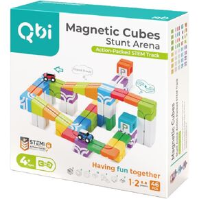 QBI Magnetic Blocks ألعاب بناء الجذعية للأطفال الذين تتراوح أعمارهم بين 4-8 | لبنات البناء المغناطيسية ثلاثية الأبعاد مع 2 سيارتين | تعليمية مونتيسوري المكعبات الحسية للبنين والبنات | هدية عيد ميلاد لمدة 3 4 5 6 7 8 (46pcs)