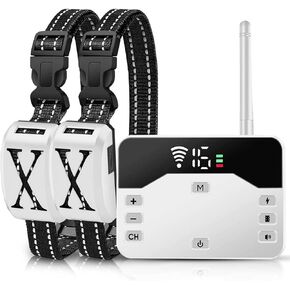 Wireless Dog Fence, 2-in-1 Electric Dog Fence System for 2 Dogs with Training Collar & Remote, IP65 Waterproof, 2024 Safety Pets Containment System for All Dogs, Cover Up to 8 Acre(20-850ft)