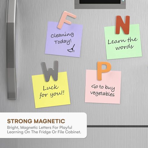 Alphabet Magnets for Fridge - Letter Magnets for Toddlers 1-3 - Large Magnetic Kids Toys to Stick on Refrigerator and Other Metallic Surface - Big and Colorful Letter Wood Magnet for Baby in Saudi Arabia