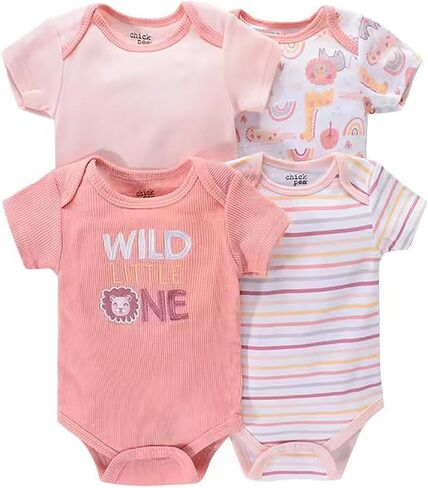 Newborn Girl Short Sleeve Bodysuit Baby Boy Clothes Unisex One-Piece Baby Clothes 4-Pack in Saudi Arabia