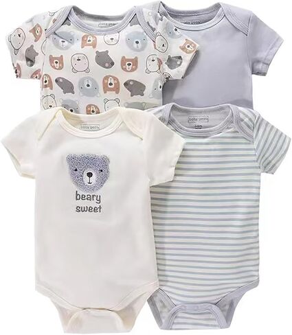 Newborn Girl Short Sleeve Bodysuit Baby Boy Clothes Unisex One-Piece Baby Clothes 4-Pack in Saudi Arabia