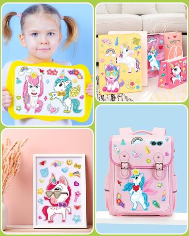 24 جهاز كمبيوتر يصنع ورقة ملصقات Unicorn الخاصة بك ، و Unicorn Party Favors Face Face Face for Kids Girls Choilers Crafts Bags Party Party Ford in Kuwait