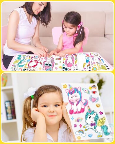 24 جهاز كمبيوتر يصنع ورقة ملصقات Unicorn الخاصة بك ، و Unicorn Party Favors Face Face Face for Kids Girls Choilers Crafts Bags Party Party Ford in Kuwait