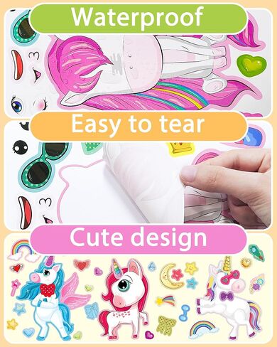 24 جهاز كمبيوتر يصنع ورقة ملصقات Unicorn الخاصة بك ، و Unicorn Party Favors Face Face Face for Kids Girls Choilers Crafts Bags Party Party Ford in Kuwait