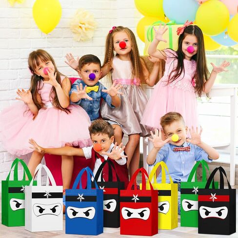 Locmeo 24 Pcs Ninja Party Favors Bag Reusable Non Woven Color Ninja Gifts Bags with Handles Ninja Themed Goodie Treat Candy Bags for Kids Birthday Party Supplies in Kuwait