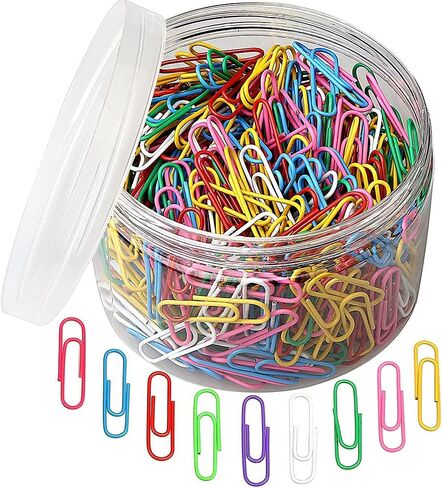 500 PCS Colored Paper Clips, Medium 33 mm/1.3Inch Assorted Paperclips Vinyl Coated Clips for Office School Personal (1.3Inch) in Kuwait