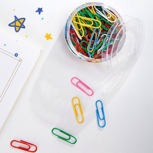500 PCS Colored Paper Clips, Medium 33 mm/1.3Inch Assorted Paperclips Vinyl Coated Clips for Office School Personal (1.3Inch) in Kuwait