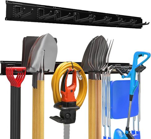 Garage Garden Tool Organizer Wall Mount, Heavy Duty Garage Tool Storage Rack 48 Inches, Max Load 330lb - Shovel, Rake, Folding Chair, Weed Eater Storage in Saudi Arabia