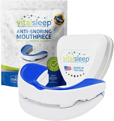 قطعة الفم المضادة للشخير من VitalSleep للرجال، واقي الفم لوقف الشخير، جهاز مضاد للشخير قابل للتعديل، مصنوع في الولايات المتحدة الأمريكية وجهاز مرخص من إدارة الغذاء والدواء الأمريكية للشخير in Kuwait