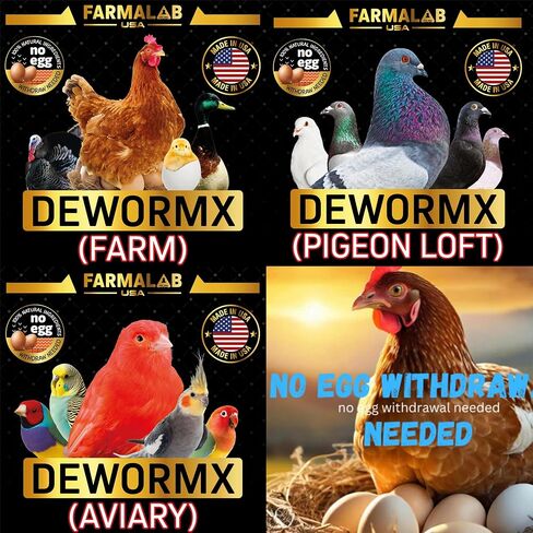DEWORMX for Pigeons Doves Birds Palomos Buchones Mensajeros Pigeon Tabs Pigeonvita Vitamins La Lechita Pigeons Hens Rooster Chickens Caged Birds (Pigeon Loft 8oz) in Kuwait