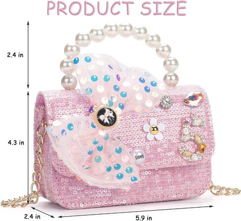 Toddler Purse for Girls Aged 2-8 - Pink Kids Crossbody Bag with Sunglasses - Girls Handbags for Tea Parties, Family Outings - Stylish Princess Design in Kuwait